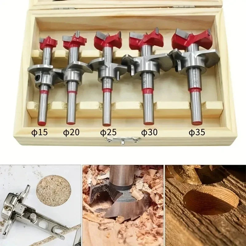 Conjunto de brocas caneco para dobradiças de armário, 5 peças